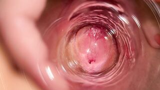 Camera deep inside Mia's vagina