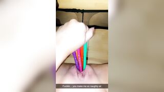 Sexting my teacher on Snapchat! I fuck my pussy with marker pens until I squirt through my pantyhose