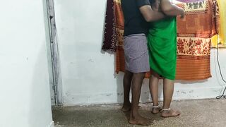 Aunty was tying the skirt and fixing the cloth and I stroked her and made her romantic