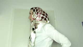 Satin Scarf Satin Headscarf Fashion Show Clip and JOI