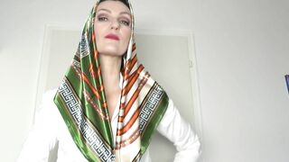 Satin Scarf Satin Headscarf Fashion Show Clip and JOI