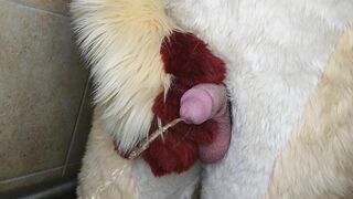 Pissing and cumming for you in fursuit