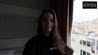 He fucks me in El Arenal, Mallorca. The chambermaid disturbs us, but he continues to fuck me. Vlog