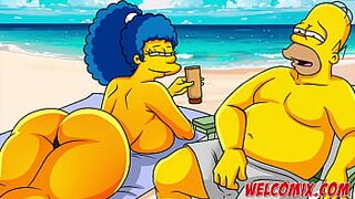 Burying it deep in the sand! Cheating on her husband on the beach! Simpsons comics