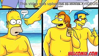 Burying it deep in the sand! Cheating on her husband on the beach! Simpsons comics