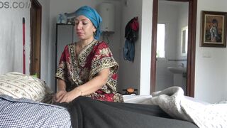 A Muslim cleaning maid in Turkey is disturbed when she sees his massive big black dick