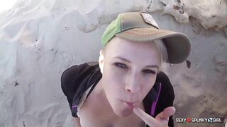 Girlfriend Gives BJ Outside and Swallows Cum / featuring Mister Spunks