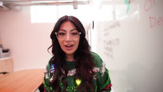 My slutty coworker sucked my cock at the office Christmas party - Cami Strella