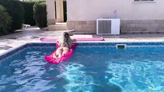 Neighbor's mom gets bent over in the pool, gets fucked doggy style and takes it like mommy!