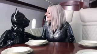 Latex Rubber Petplay - Positive Femdom Roleplay in the Plane. Arya Grander