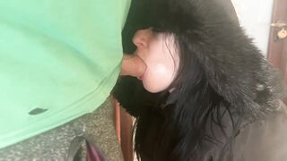 Stepmom Was Face-fucked. Cum on Fluffy Jacket.