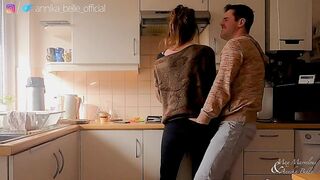 Kitchen make out with stepsister, kissing & fingering - sensual teasing moments