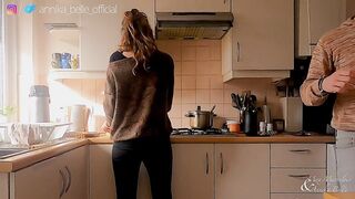 Kitchen make out with stepsister, kissing & fingering - sensual teasing moments