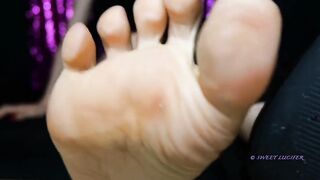 Sweat Small Feet Mistress Red Toenail Polish Female Domination Sensual