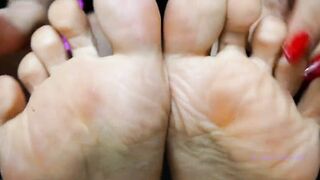 Sweat Small Feet Mistress Red Toenail Polish Female Domination Sensual