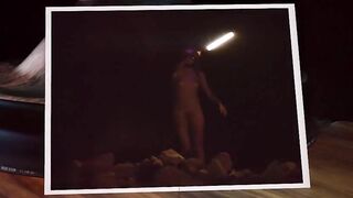 Slim, submissive 21 year-old gets a rough face fucking and gagging on a cool Texas night outdoors