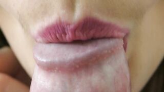 Slowly licked and suck my dick sexy Red Lips the Best Blow Job