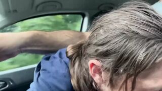 Street Whore Gives Road Head. This Slut Polishes My Knob While Driving