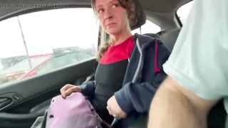 Street Whore Gives Road Head. This Slut Polishes My Knob While Driving