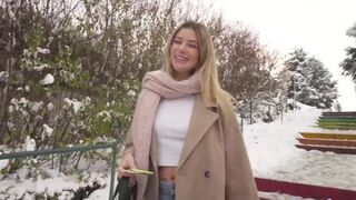 Public Agent Latina blonde public POV blowjob and screw