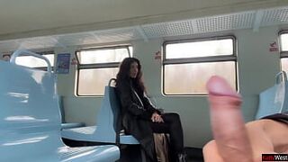 Stranger Helped Me Cum On Public Train And Walks Around Carriages With Cum On Face - CUMWALK