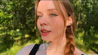 BEST blowjob in the FOREST from a Blonde with Green eyes