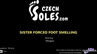 Step-Sister pushed foot smelling (footdom, femdom, wrestling, foot smother, foot fight, long toes