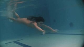 Babes swim and get naked underwater