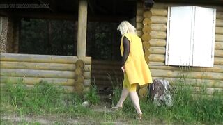 Lady in yellow, sunny summer)