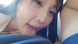 Cute Japanese Idol②Rich in-car sex in the parking lot . Pleasant large amount of Creampie.