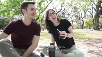 How does a day at the park end up with a public blowjob? – Cute teen swallows cum