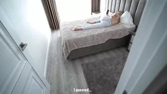 Stepmom seduces stepson by watching porn in morning with door open