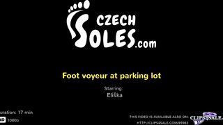 Foot voyeur at parking lot (big feet, Eliška feet, foot worship, foot tease, czech soles, sexy toes)