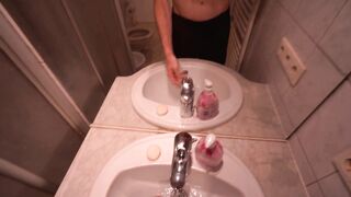 STEPSISTER PEES IN THE BATHROOM WHILE I AM IN IT AND ENDS UP FUCKING ME FOR A CREAMPIE