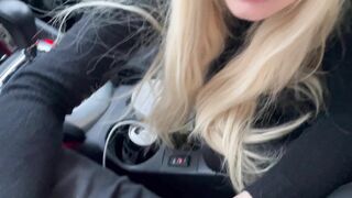 Blonde girl Angie Lynx fucked and creampie in the car at a famous ski station POV