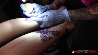 Katie Monroe gets tattooed and double dicked down