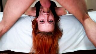 throat fuck / Best deep throat from a red-haired beauty / lots of cum on her face