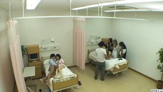 Japanese CMNF Weird Prank TV Show in Hospital Featuring Naked Patient and Accidentally Aroused Boyfriend
