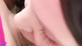 Close up blowjob, balls play, cum in mouth