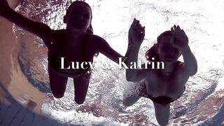 Two sensual babes Lucy and Katrin swimming naked