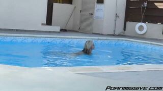 Naughty chick fucked by the pool!