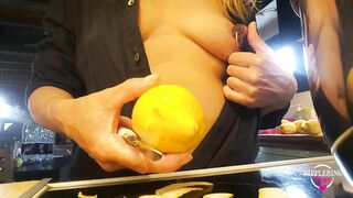 nippleringlover Secretly Flashing pierced tits - Family is Watching TV - stretched nipple piercings