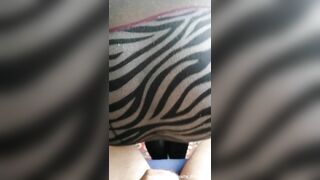 Morning blowjob from a brunette, cumshot on her legs in pantyhose