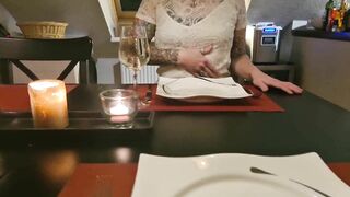 Hot milf masturbates her pussy to orgasm at the dining table