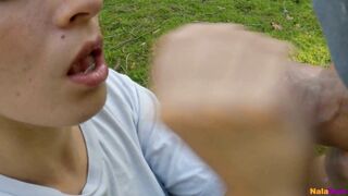 Horny ghetto bitch paid for outdoor blowjob - blow in the forest