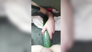 Cucumber Goes Deep In Boyfriends Ass