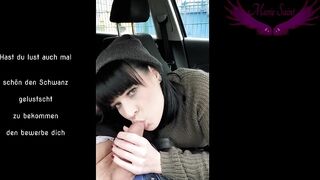 Busty German Girl Sucking Dick In Car Gets Caught, PUBLIC