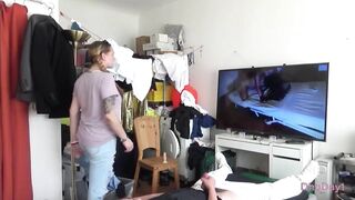 Mutual Masturbation German Amateur Couple watching selfmade Porn with Training Dirty Talk