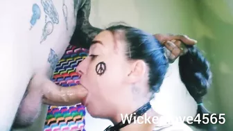 hippie gives beautiful balls deep facefuck THROAT PIE