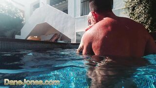 Dane Jones Hot blonde Arteya skinny dip pool sex reverse cowgirl and facial